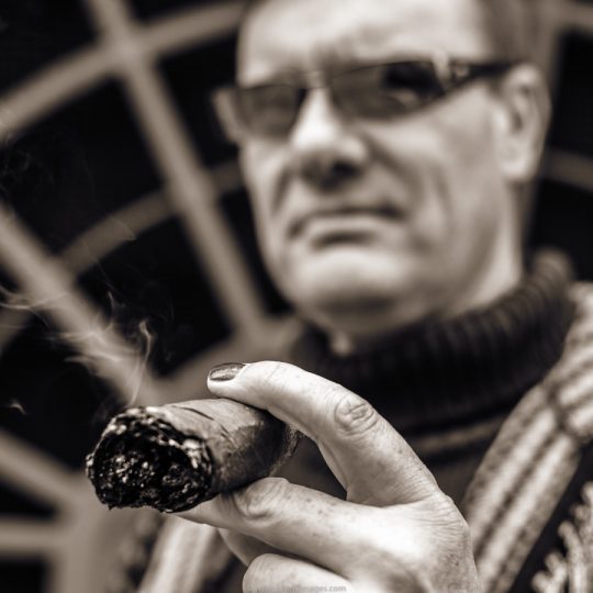 portrait with cigar, smoking man