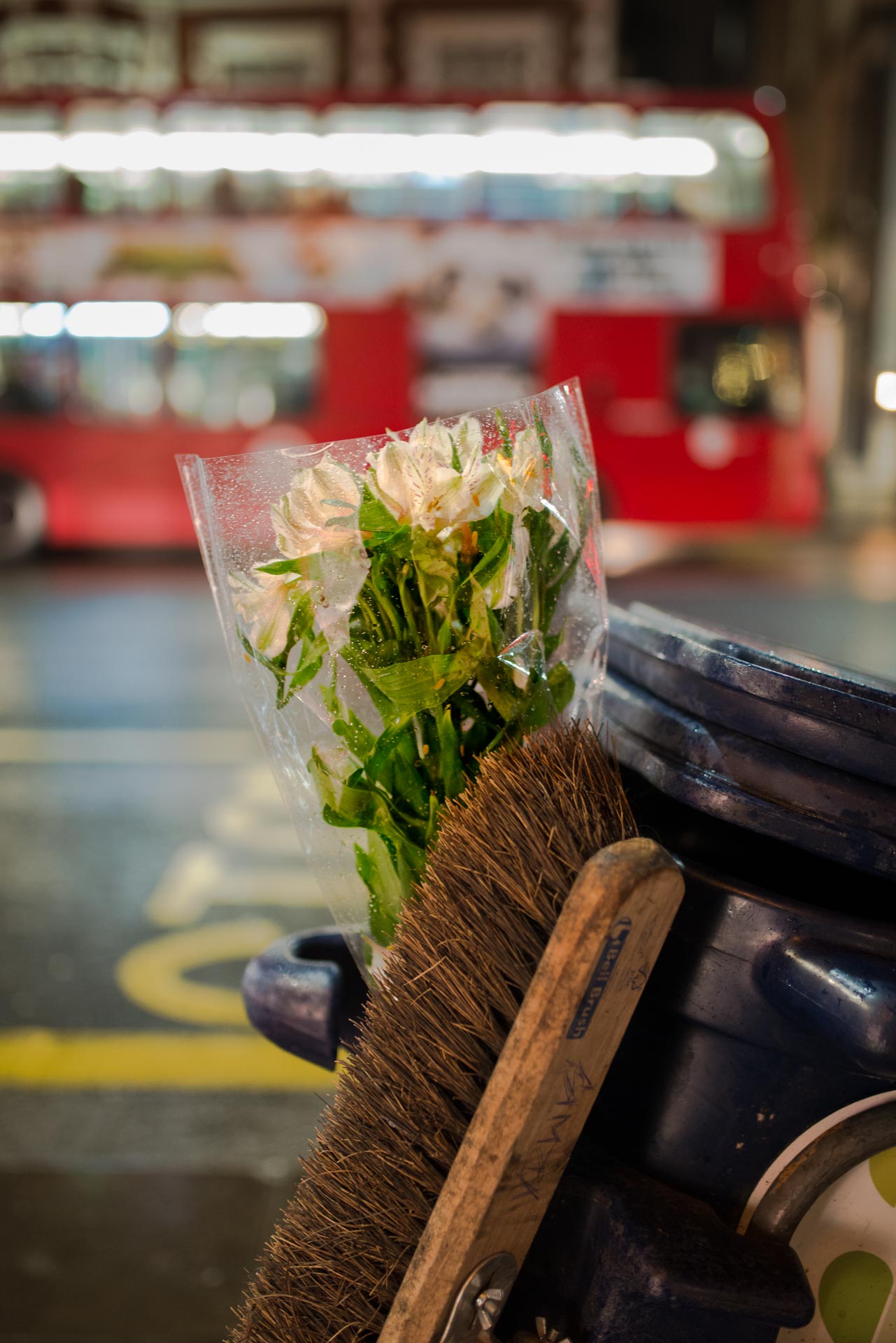 flowers, street cleaning, abandoned flowers,