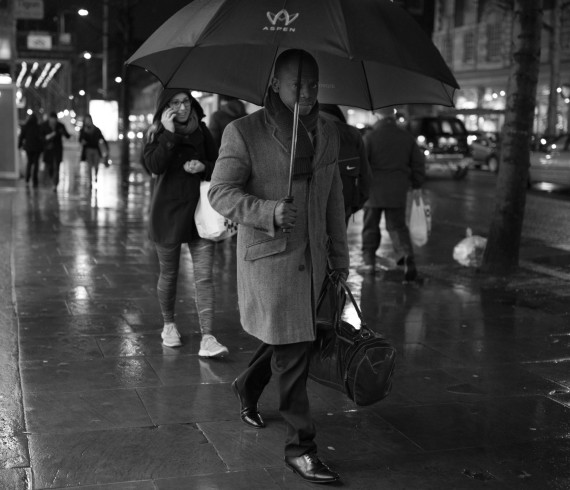 Umbrella & rain, portrait in rain, streetphotography